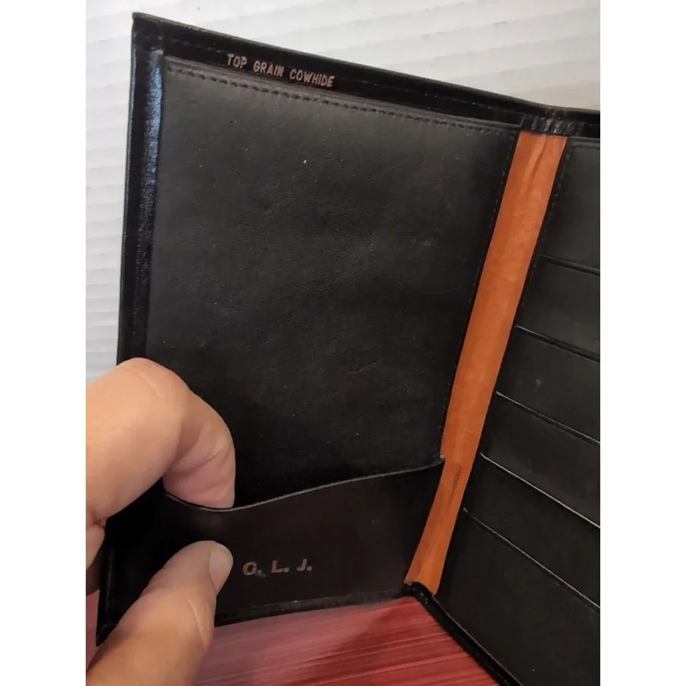 ROYALLE  BREAST POCKET TOP GRAIN COWHIDE LEATHER WALLET CREDIT CARD/CASH  BLACK